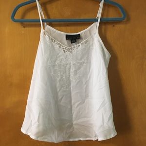 Attention White Embroidered Tank Top